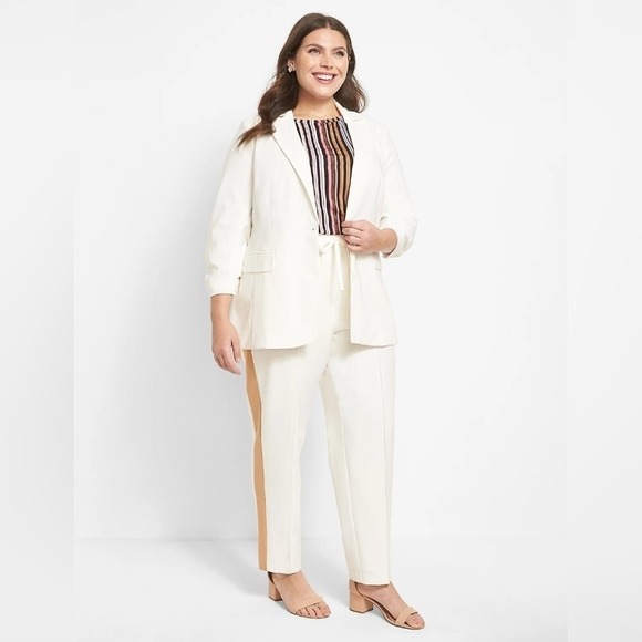 Lane Bryant Pants - Lane Bryant Perfect Drape Pull-On Relaxed Ankle White Tan Pants Plus Size 24 NWT
